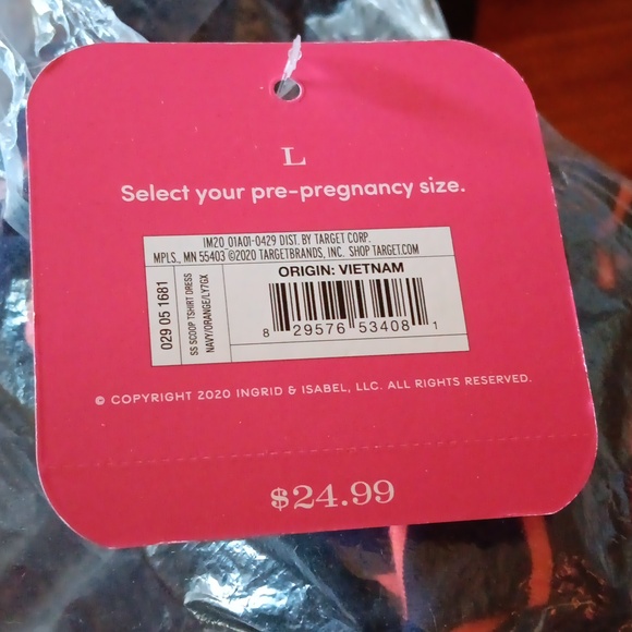 NWT Women Ingrid+Isabel Short Sleeve T-Shirt Stripe  Maternity Dress  Size L - Picture 9 of 9